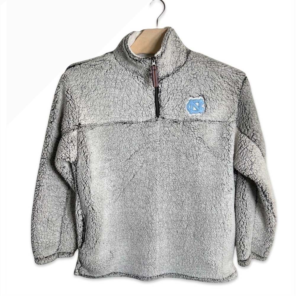 UNC North Carolina Tar Heels Gray Sherpa Fleece Quarter Zip Pullover XL